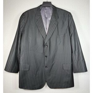 Jean Paul Vtg Black Pinstripe Suit Men's Jacket Size 50R Super 150's